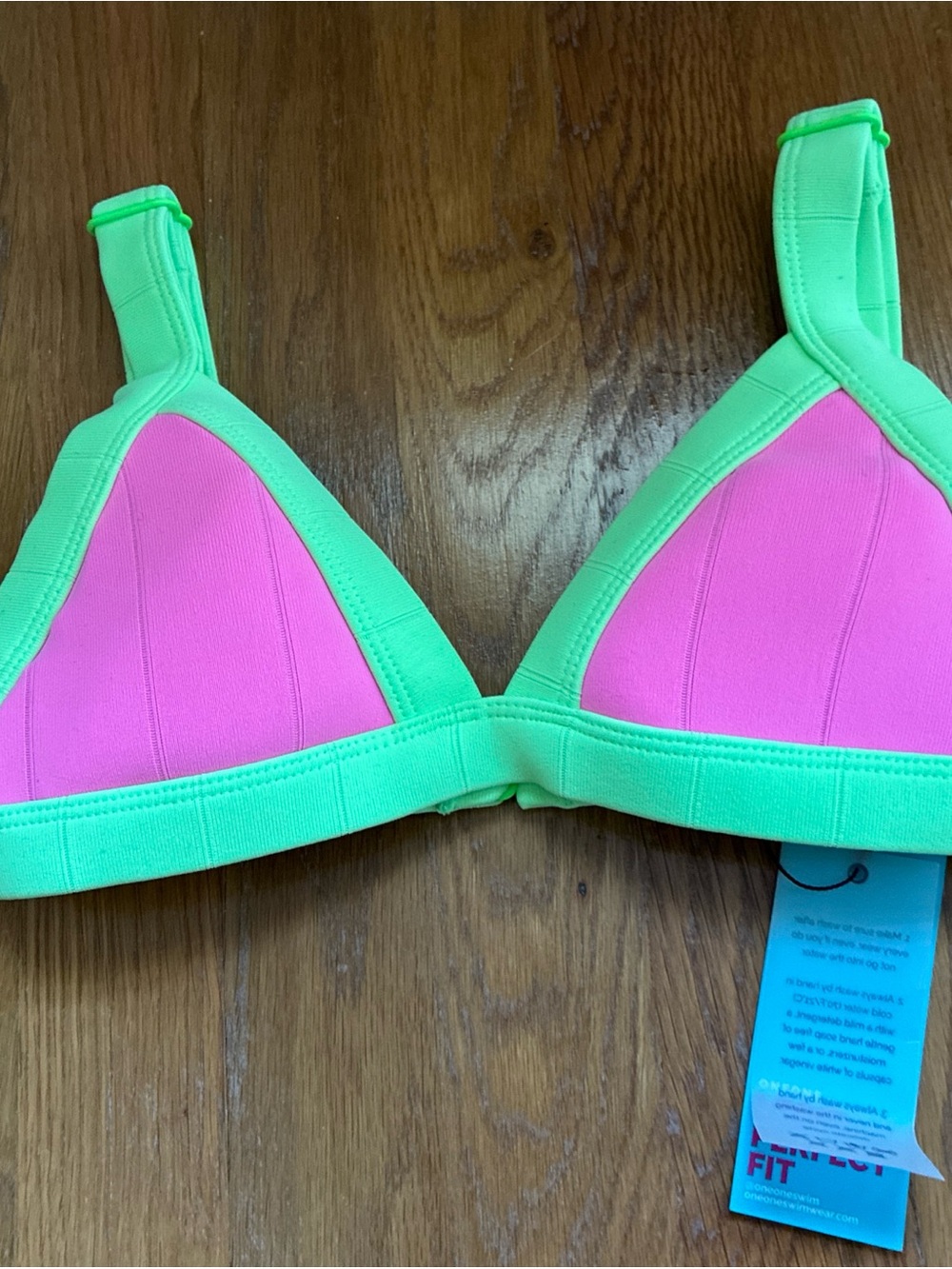 OneOne neon green/pink bikini Kameron top Jesse bottoms S/XS NWT - Picture 2 of 9